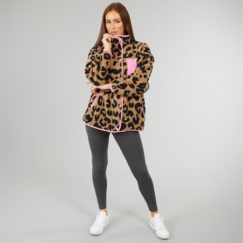 L'amore Couture Womens Avenue Borg Fleece Jacket Leopard - Image 4