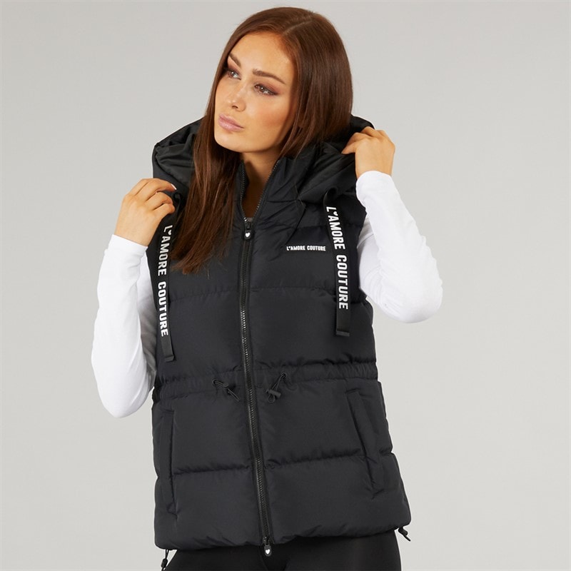 L'amore Couture Womens Cosmic Short Gilet Black - Image 3