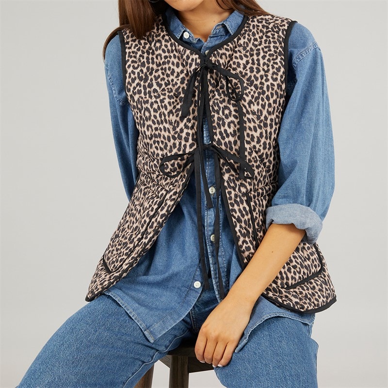 L'amore Couture Womens Atlantic Gilet Leopard - Image 3