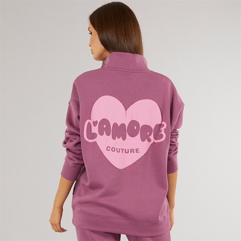 L'amore Couture Womens Burbank Sweatshirt Burgundy - Image 1