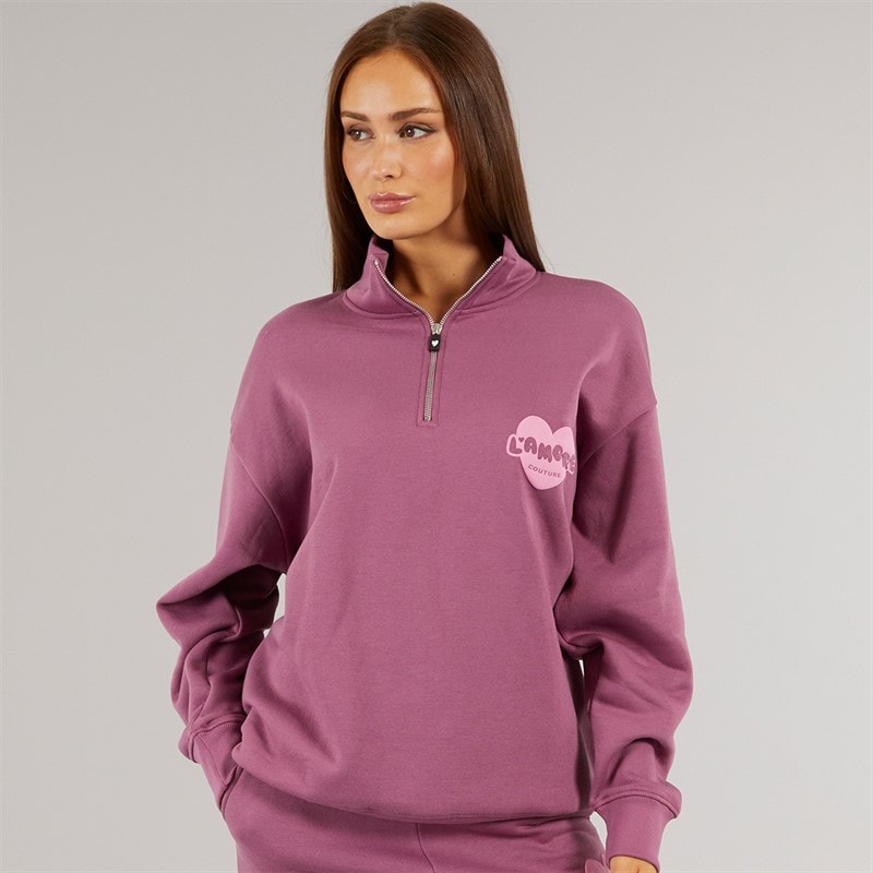 L'amore Couture Womens Burbank Sweatshirt Burgundy - Image 2
