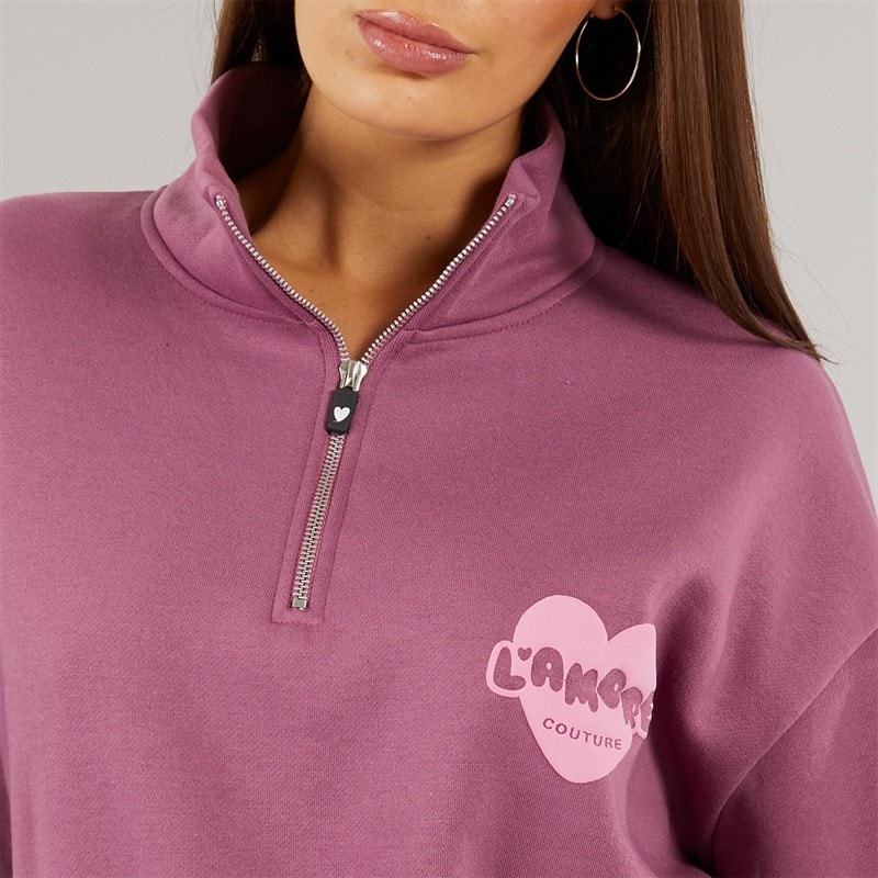 L'amore Couture Womens Burbank Sweatshirt Burgundy - Image 3
