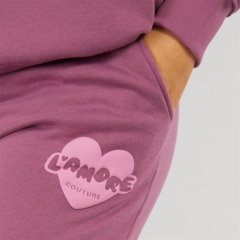 L'amore Couture Womens Compton Joggers Burgundy - Image 3