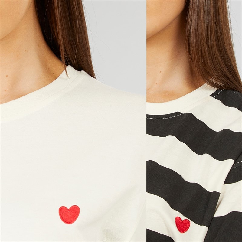 L'amore Couture Womens Tia Two Pack Oversized T-Shirts Ecru/Black Stripe - Image 3