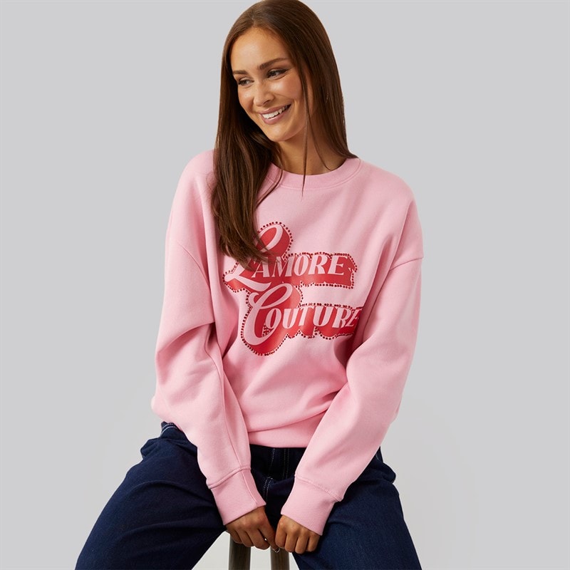 L'amore Couture Womens Denver Sweatshirt Pink - Image 1