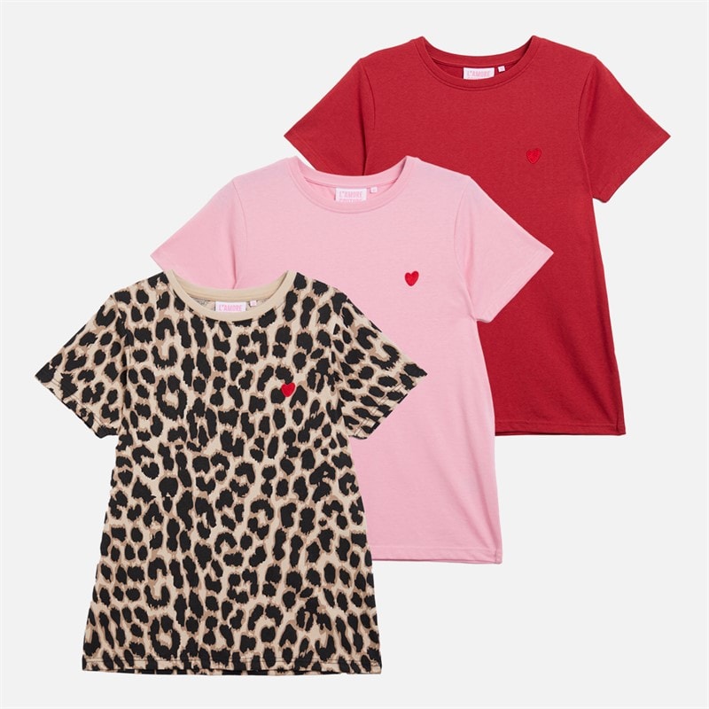 L'amore Couture Womens Kara Three Pack T-Shirts Red/Leopard/Pink - Image 1
