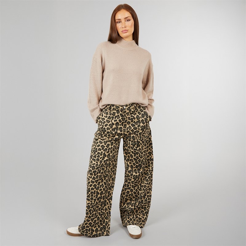 L'amore Couture Womens Davenport Wide Leg Jeans Leopard - Image 4