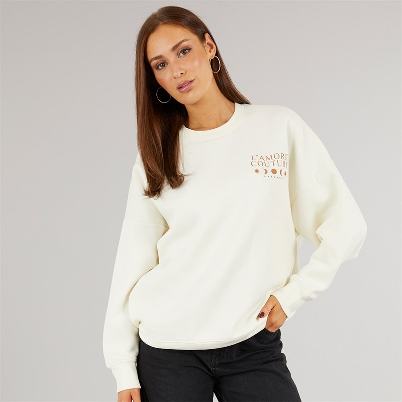 L'amore Couture Womens Covington Sweatshirt Ecru - Image 2