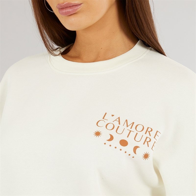 L'amore Couture Womens Covington Sweatshirt Ecru - Image 3