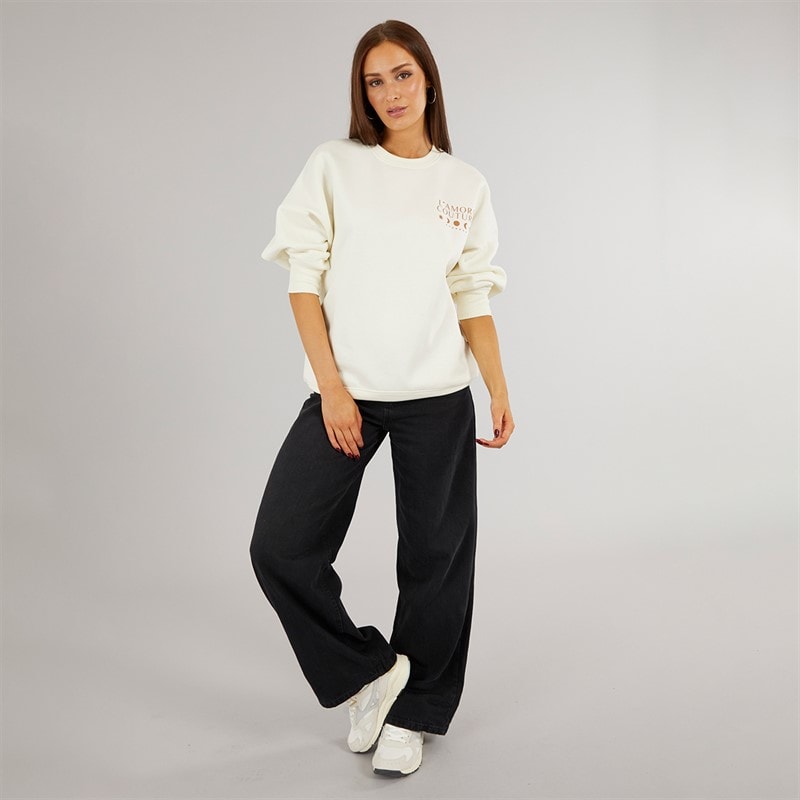 L'amore Couture Womens Covington Sweatshirt Ecru - Image 4