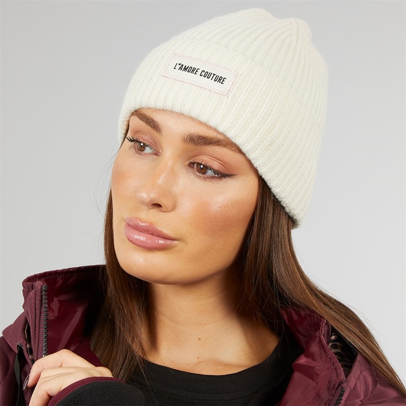 L'amore Couture Womens Alva Beanie Cream - Image 1