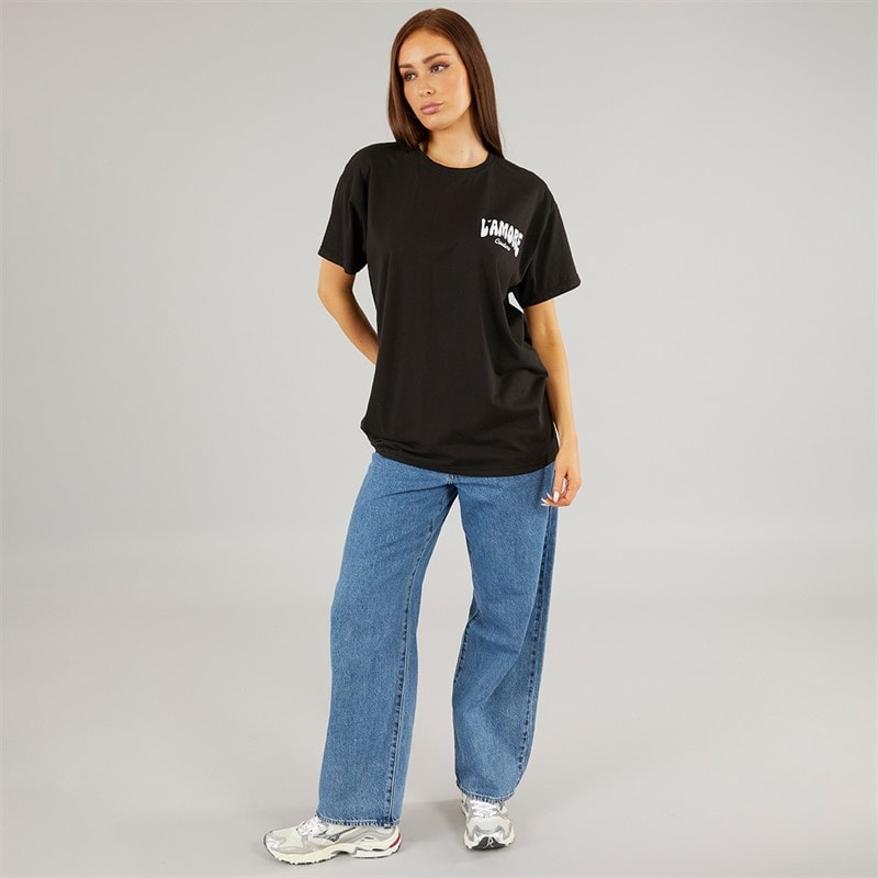 L'amore Couture Womens Oversized Valey T-Shirt Black - Image 4