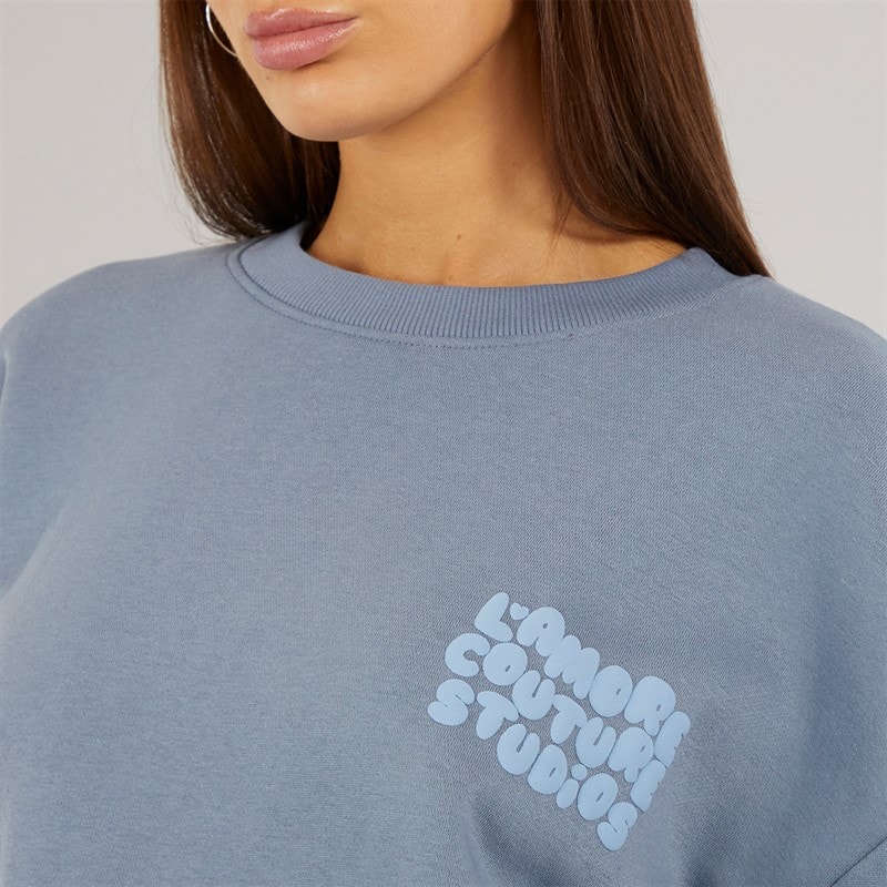 L'amore Couture Womens Culver Sweatshirt Charcoal - Image 3
