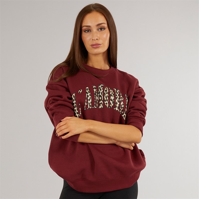 L'amore Couture Womens Hammond Sweatshirt Burgundy - Image 3