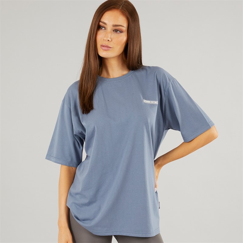 L'amore Couture Womens Fairhaven Oversized T-Shirt Charcoal - Image 2