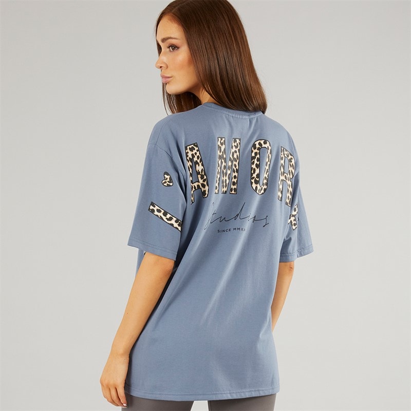 L'amore Couture Womens Fairhaven Oversized T-Shirt Charcoal - Image 3