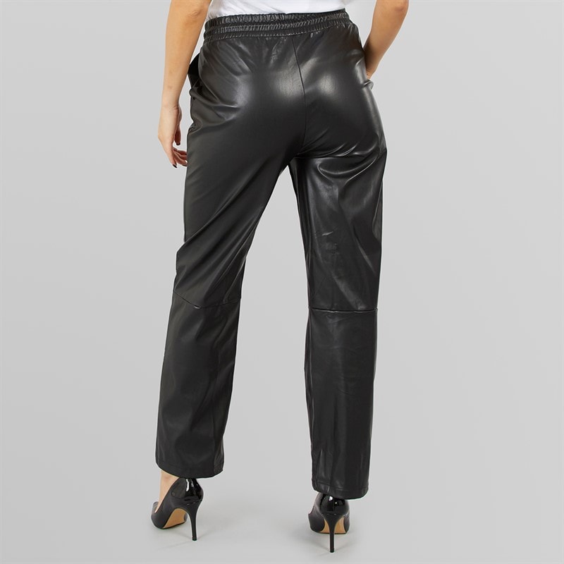 L'amore Couture Womens Clanton PU Joggers Black - Image 2