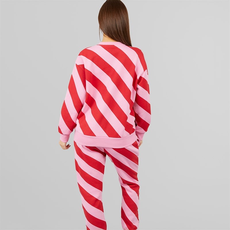 L'amore Couture Womens Candy Cane Christmas Lounge Set Pink - Image 3