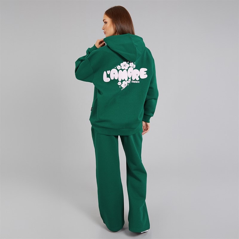 L'amore Couture Womens Minorca Oversized Tracksuit Dark Green - Image 3