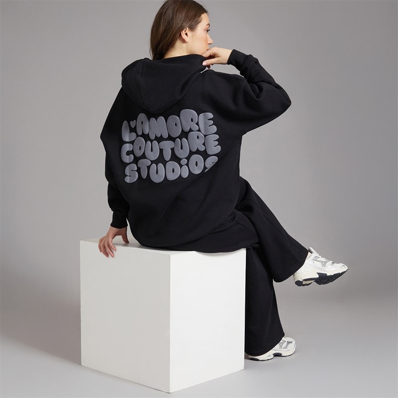 L'amore Couture Womens Giorgia Oversized Tracksuit Black - Image 2