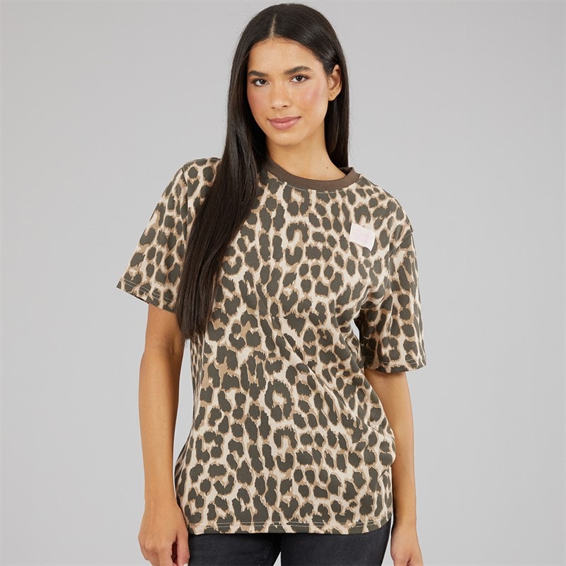 L'amore Couture Womens Three Pack Oversized T-Shirts Wine/Leopard/Khaki - Image 2