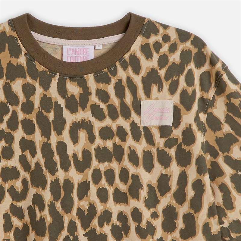 L'amore Couture Womens Three Pack Oversized T-Shirts Wine/Leopard/Khaki - Image 5