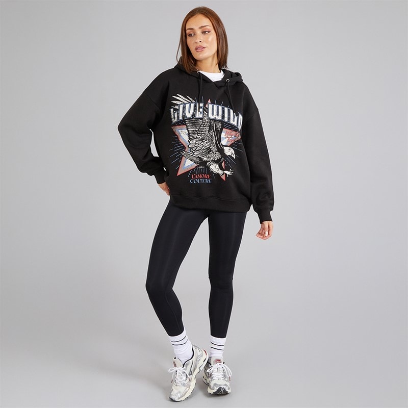 L'amore Couture Womens Live Wild Hoodie Black - Image 4