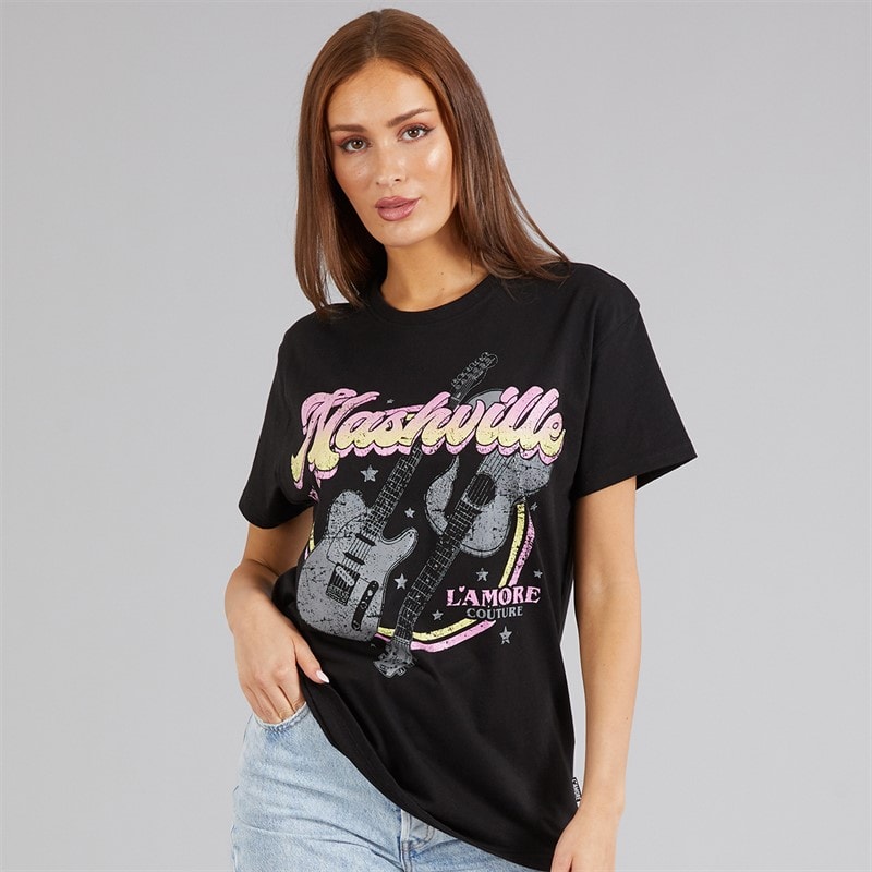 L'amore Couture Womens Nashville T-Shirt Black