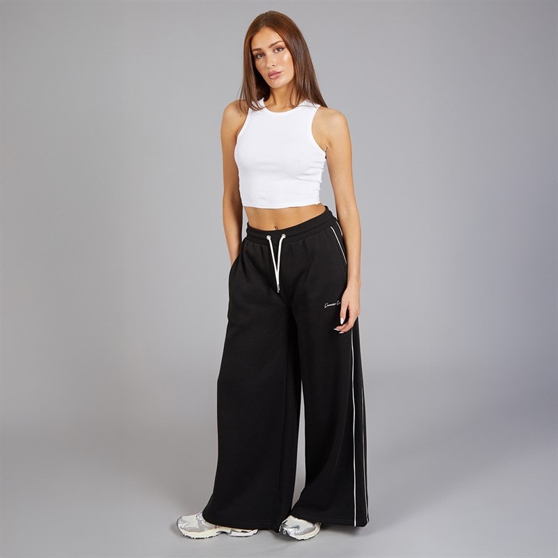 L'amore Couture Womens Polly Wide Leg Joggers Black - Image 4