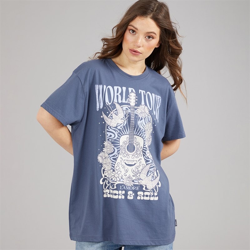 L'amore Couture Womens World Tour T-Shirt Blue