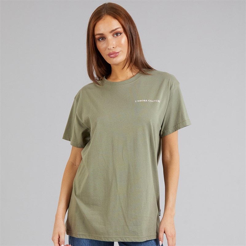 L'amore Couture Womens Peacock T-Shirt Green - Image 2