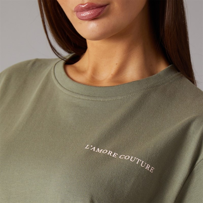 L'amore Couture Womens Peacock T-Shirt Green - Image 5