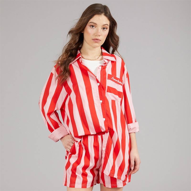 L'amore Couture Womens Corfu Shirt and Shorts Set Red/Pink - Image 3