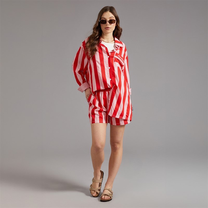 L'amore Couture Womens Corfu Shirt and Shorts Set Red/Pink - Image 4