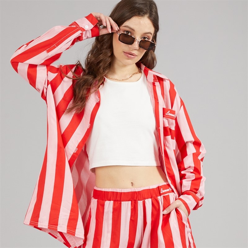 L'amore Couture Womens Corfu Shirt and Shorts Set Red/Pink - Image 5