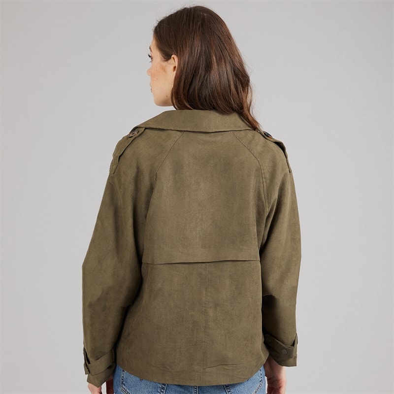 L'amore Couture Womens Olo Raglan Trench Jacket Khaki - Image 2
