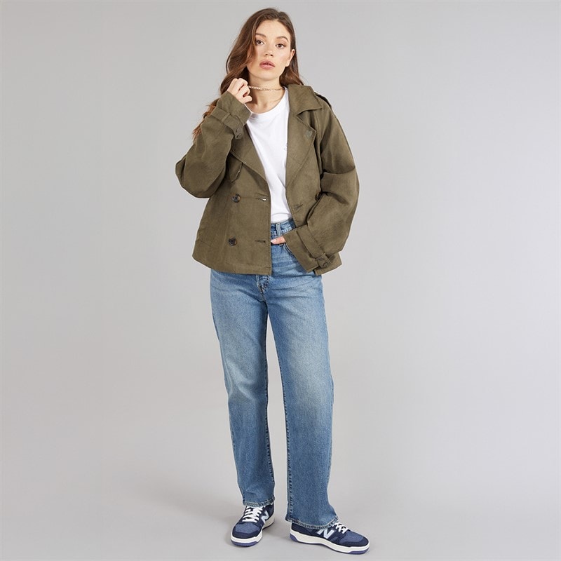 L'amore Couture Womens Olo Raglan Trench Jacket Khaki - Image 4