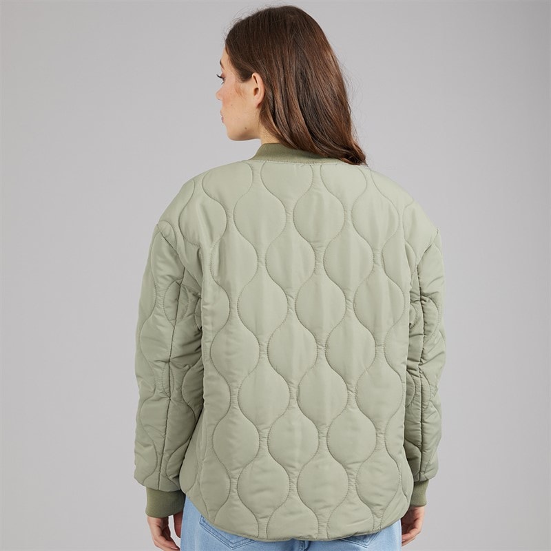 L'amore Couture Womens Mykonos Quilted Bomber Jacket Khaki - Image 2