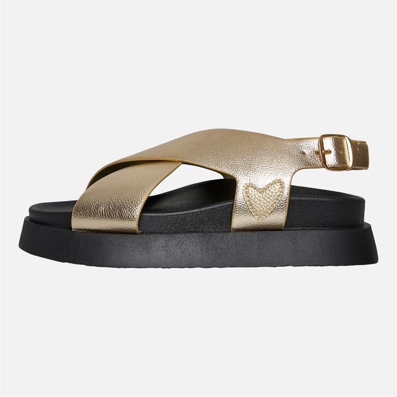 L'amore Couture Womens Adira Cross Strap Sandals Gold - Image 2