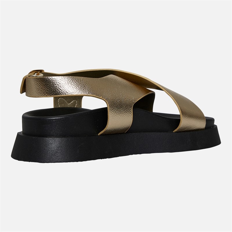 L'amore Couture Womens Adira Cross Strap Sandals Gold - Image 5