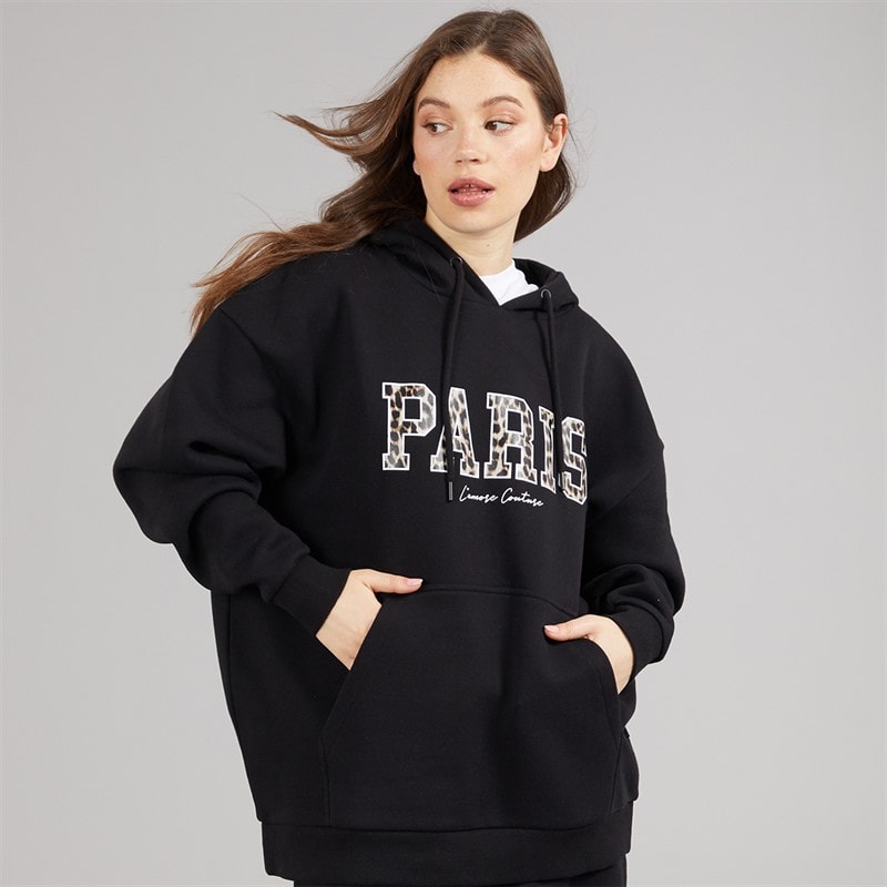 L'amore Couture Womens Nera Print Hoodie Black - Image 3