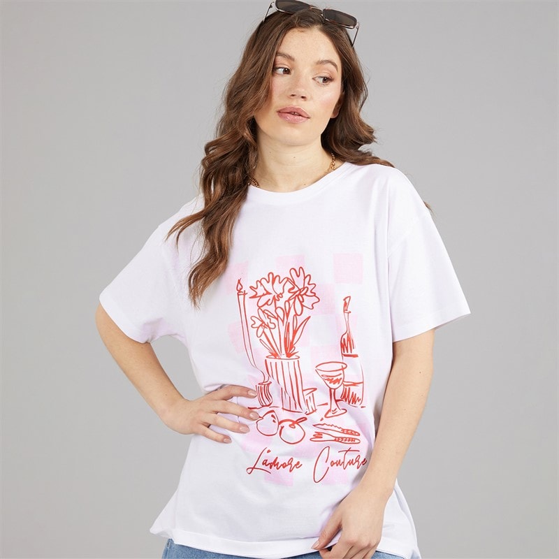 L'amore Couture Womens Tronchetto Print T-Shirt White - Image 1