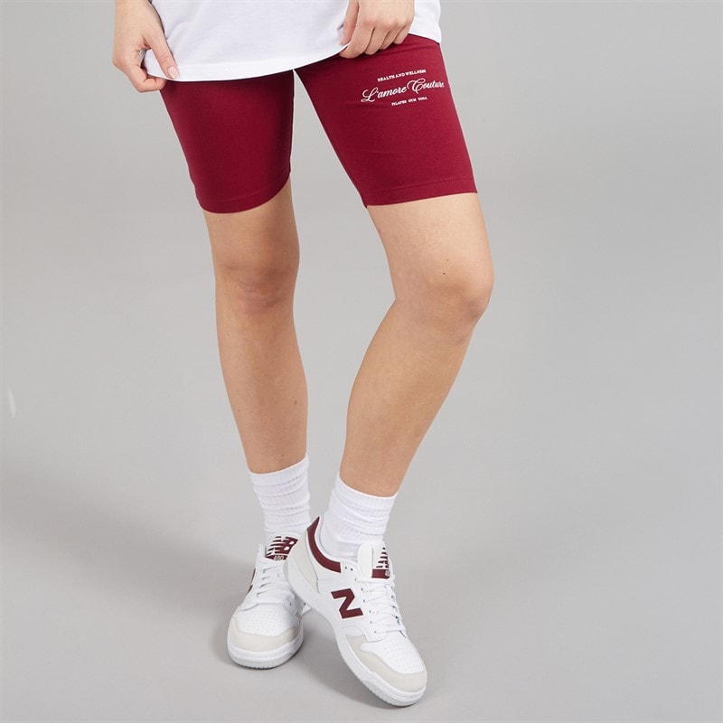L'amore Couture Womens Saba Cycling Shorts Burgundy - Image 3