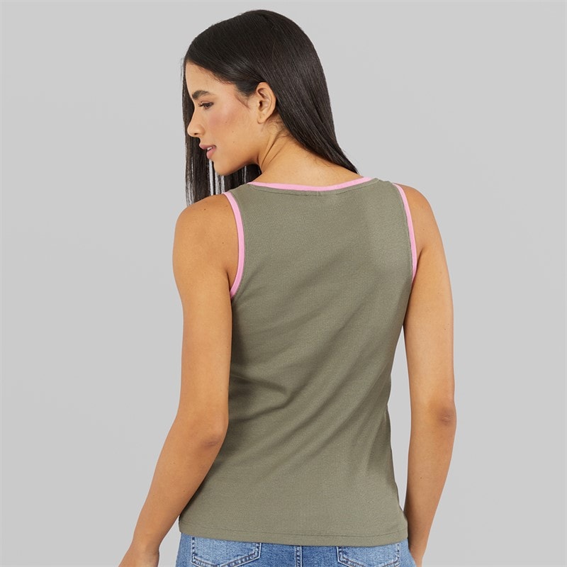 L'amore Couture Womens Chesca Three Pack Vests Khaki/Stripe/Black - Image 3