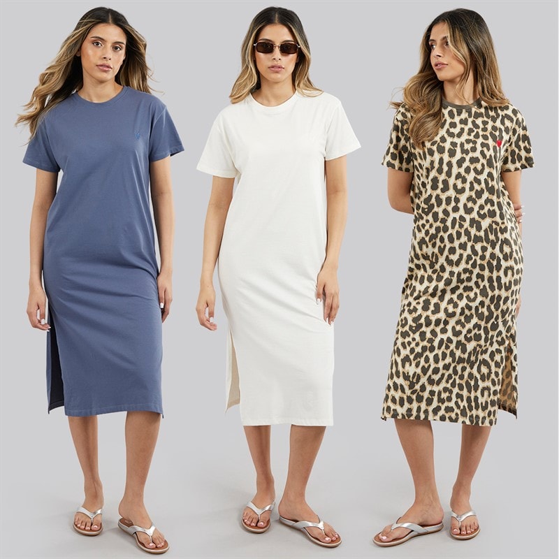 L'amore Couture Womens Liv Three Pack T-Shirts Dresses Petrol/Leopard/Cream