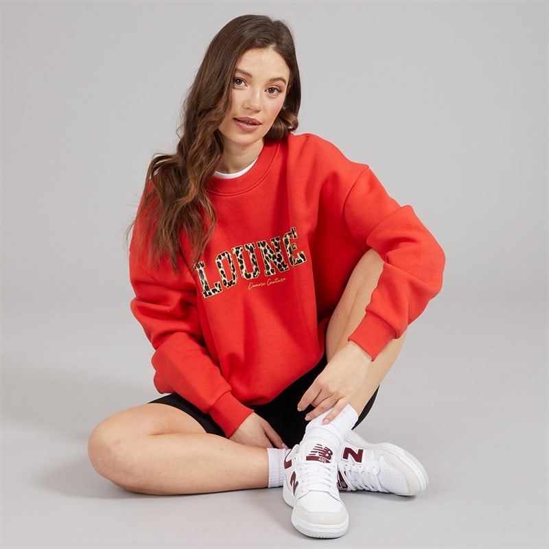 L'amore Couture Womens Martana Print Sweatshirt Red - Image 4