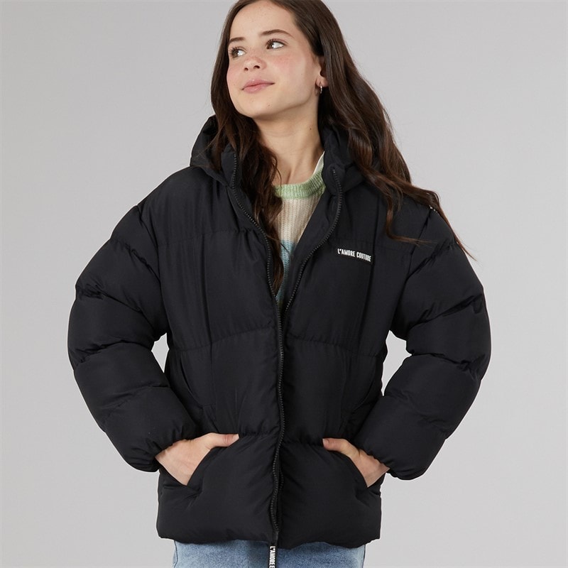 L'amore Couture Girls Riannon Island Short Puffer Black