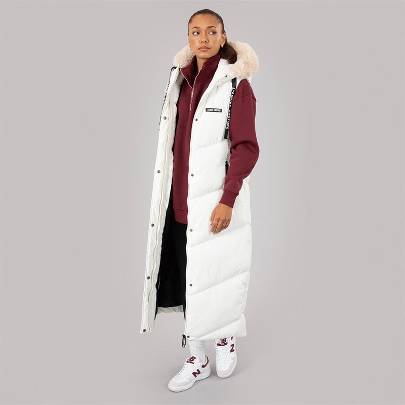L'amore Couture Womens Maddy Long Gilet Cream - Image 4