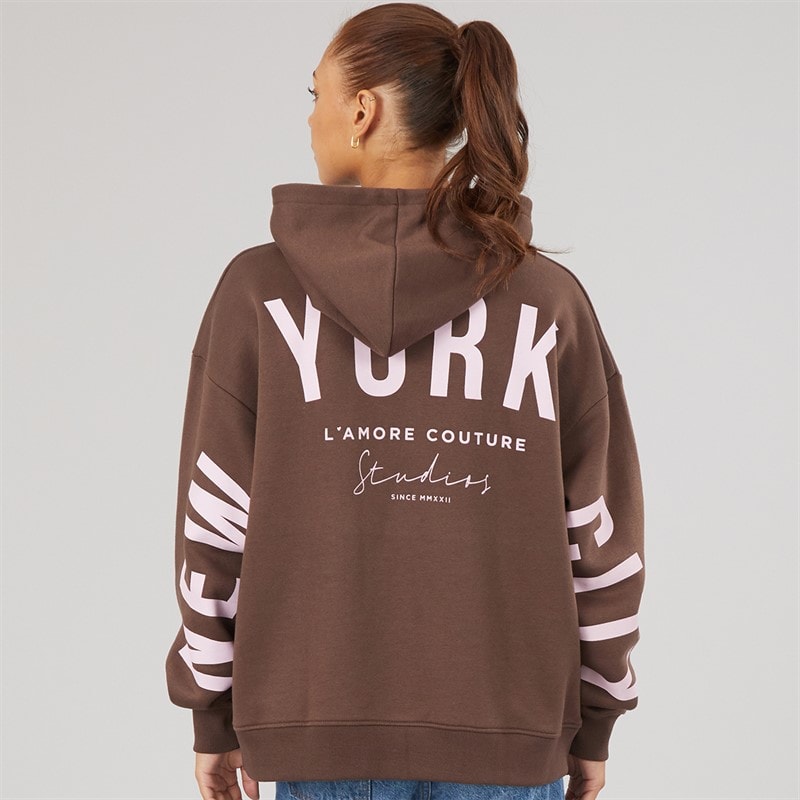 L'amore Couture Womens Palma Hoodie Brown - Image 3