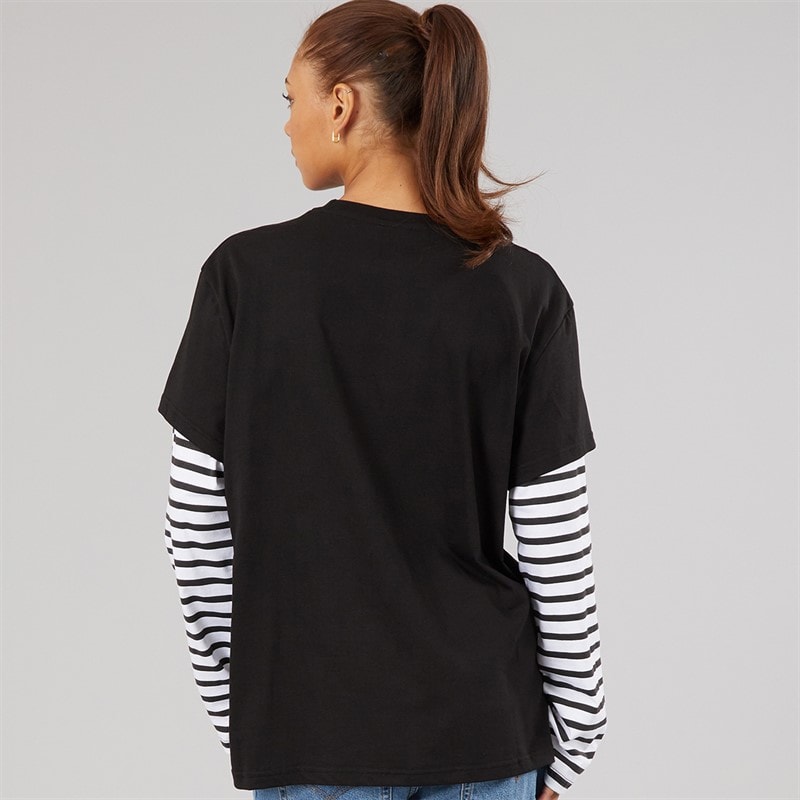L'amore Couture Womens Cali 2-In-1 Long Sleeve T-Shirt Black - Image 2